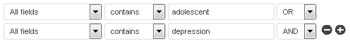search equation = adolescent OR depression